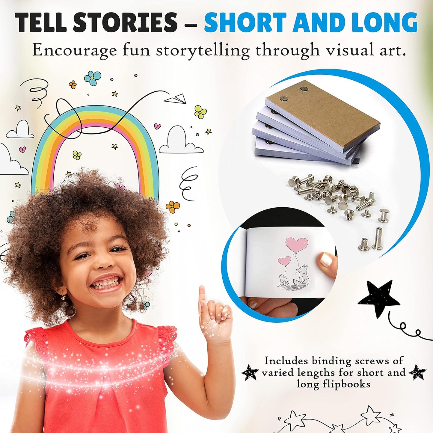 Flip Book Kit with LED Light Pad. Includes 240 Sheets Flip Book Paper with Screws for Drawing and Tracing. Animation Paper/Blank Flip Books for A5 Flipbook Kit for Kids 9-12 6-8. LED Light Box