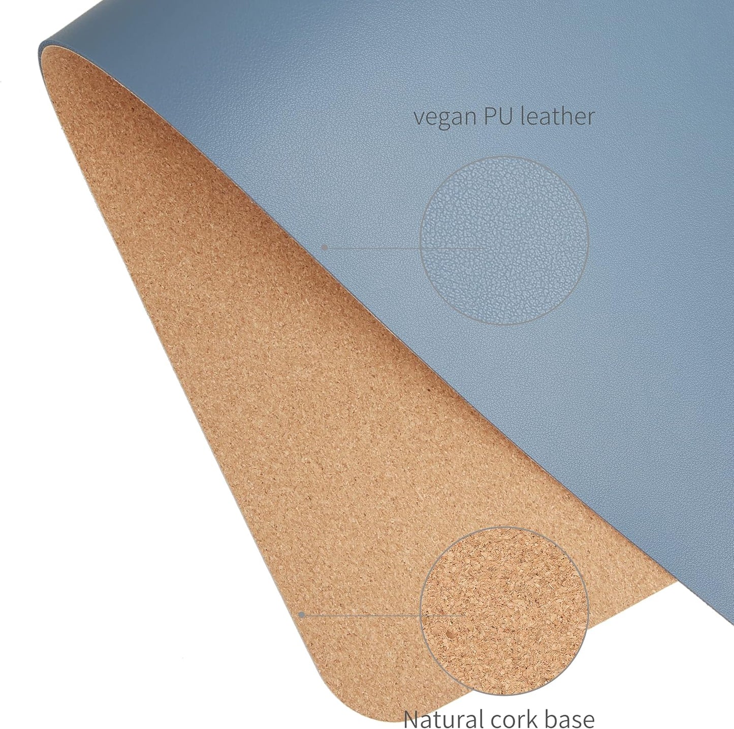 RENMTURE Dual-Sided Mouse Pad, Natural Cork & PU Leather Large Desk Pad for Office and Home Work, Desk Protector Non-Slip, Waterproof, Easy Clean (Olive Green, 32"x16")