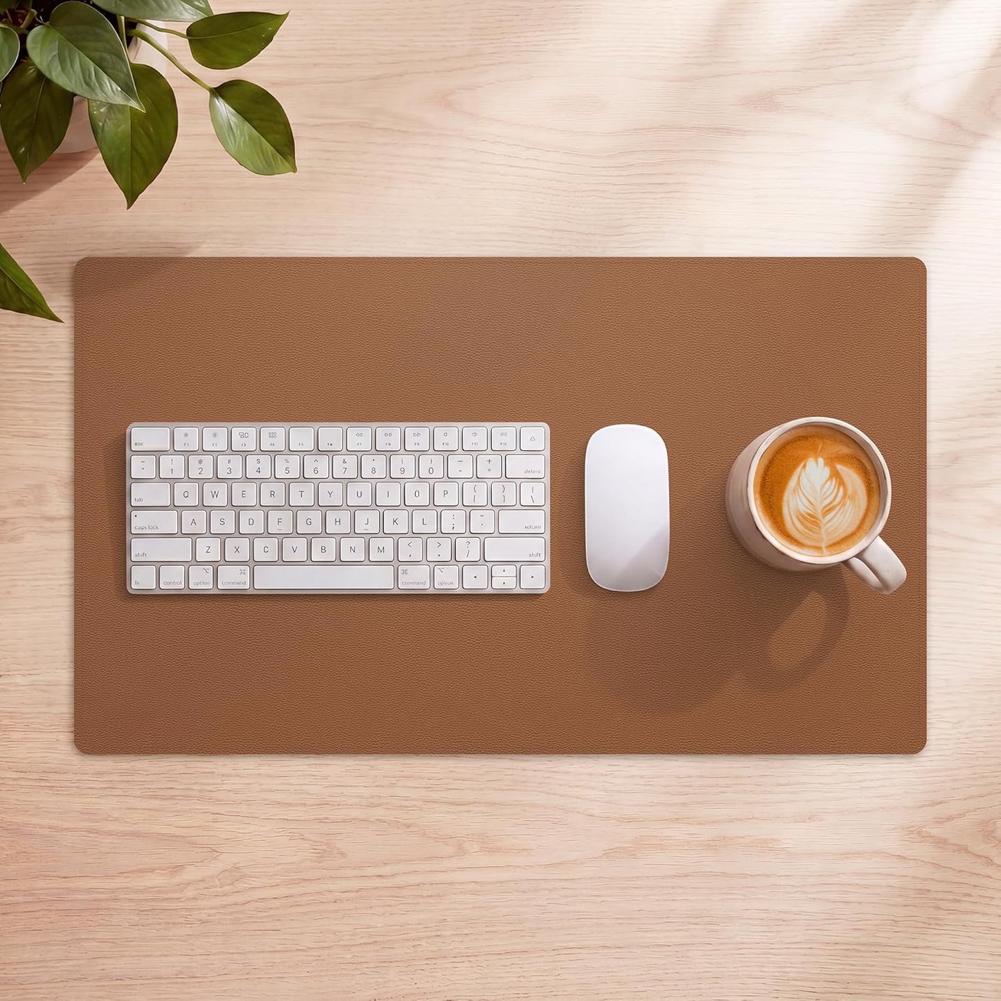 AFIING Large Desk Mat 47" x 17", Dual-Sided Natural Cork & PU Leather Desk Pad, Non-Slip Waterproof Mouse Pad for Office, Home & Gaming, Black