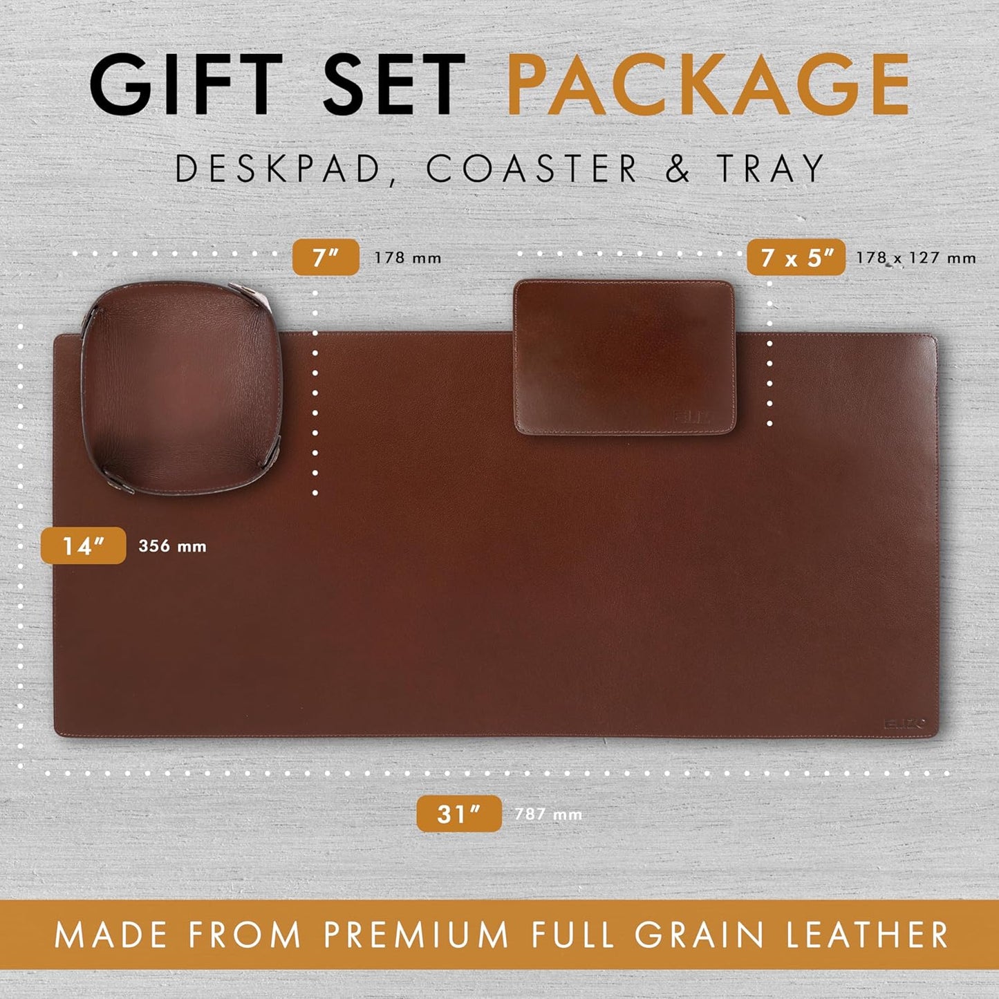 ELIZO Leather Desk Pad Real Leather Desk Mat Thick (3mm) Double Layer (31x15.6) Cover Blotter Desk Protector Large Computer Mat for Keyboard Mouse Pad Table Laptop Mat Office Accessories - Antique