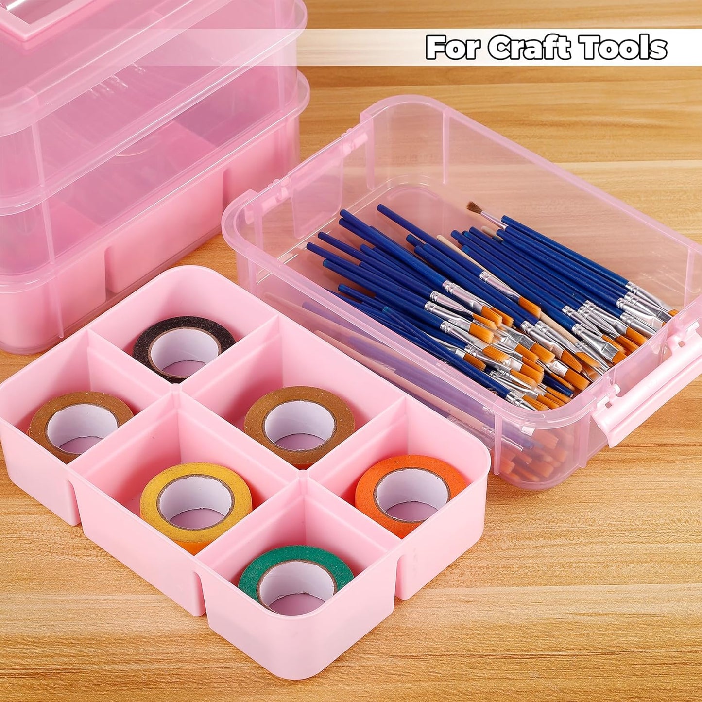 CraftGenes Art Supply Storage Organizer with 2 Removable Trays, 4-Layer 10QT Durable Craft Organizers and Storage for Sewing, Tool, Office Supplies, Art, Craft Supplies