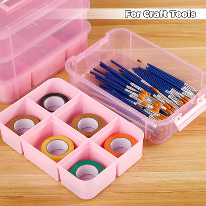 CraftGenes Art Supply Storage Organizer with 2 Removable Trays, 4-Layer 10QT Durable Craft Organizers and Storage for Sewing, Tool, Office Supplies, Art, Craft Supplies