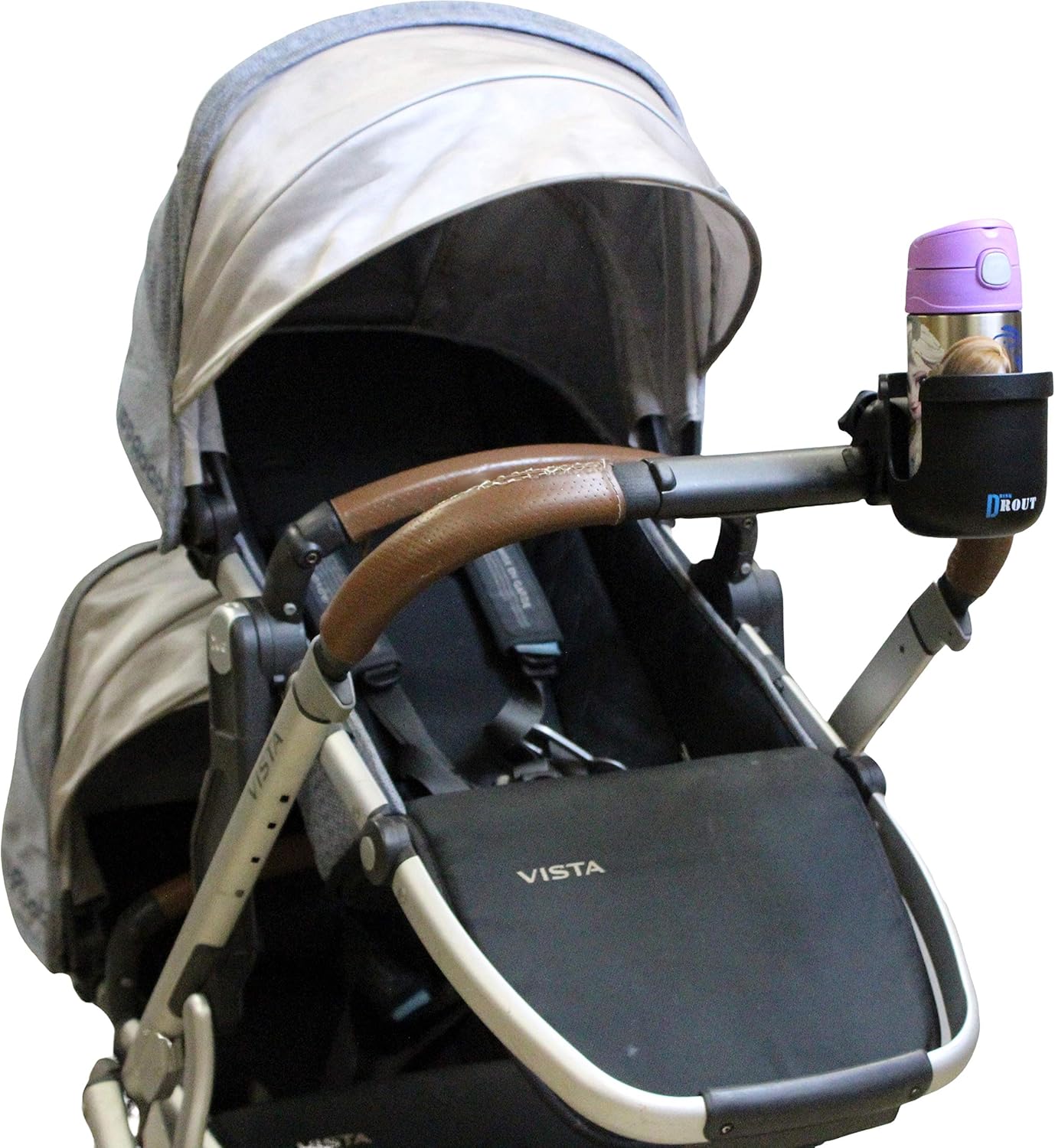 W4W Universal Stroller Cup Holder – Mega Strength Adjustable Clamp fits on Any Bike, Walker, Wheel Chair, Car – Large Adjustable Drink Holder fits Any Size Cup, Water Bottle, Can etc.