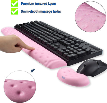 BRILA Memory Foam Mouse & Keyboard Wrist Rest Support Pad Cushion Set for Computer, Laptop, Office Work, PC Gaming - Massage Holes Design - Easy Typing Wrist Pain Relief (Nebula)