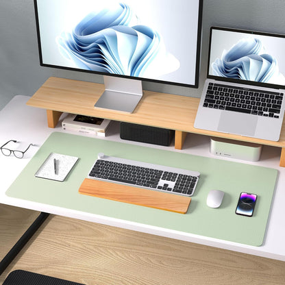 Aothia Leather Desk Pad Protector, Mouse Pad, Office Desk Mat, Non-Slip PU Leather Desk Blotter, Laptop Desk Pad, Waterproof Desk Writing Pad for Office and Home(Dark Blue,31.5" x 15.7") - Colors A