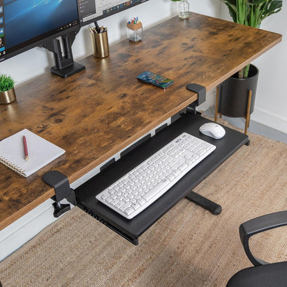 Mount-It! Under Desk Keyboard Tray, 30" Extra-Wide Clamp-On Slide-Out Drawer, Holds 11 lbs, Fits Desks up to 1.77" Thick, No-Drill C-Clamp Mount