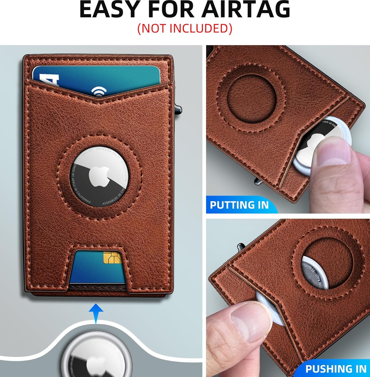 miyozi Airtag Wallet for Men Money Clip 9-Card Pop-Up Credit Card Holder with ID Window RFID Blocking Metal Case Magnetic Closure Front Pocket Wallet Gift Box | with Money Clip
