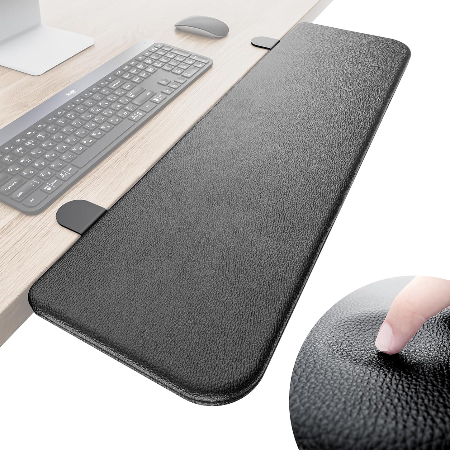 NODOCA Arm Rest for Desk, Ergonomics Wrist Rest, Desk Extender, Soft Sponge Built-in, Comfortable Arm Support for Desk, Wrapped in Eco-Friendly Leather, Foldable Elbow Rest for Desk(2, Black, 8.9'')