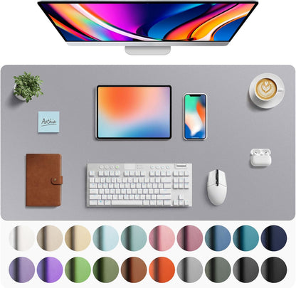 Aothia Non-Slip PU Leather Waterproof Laptop Desk Pad Protector, Blotter Mat, Writing and Mouse Pad for Office & Home, Beige, 23.6" x 13.7" - Colors B