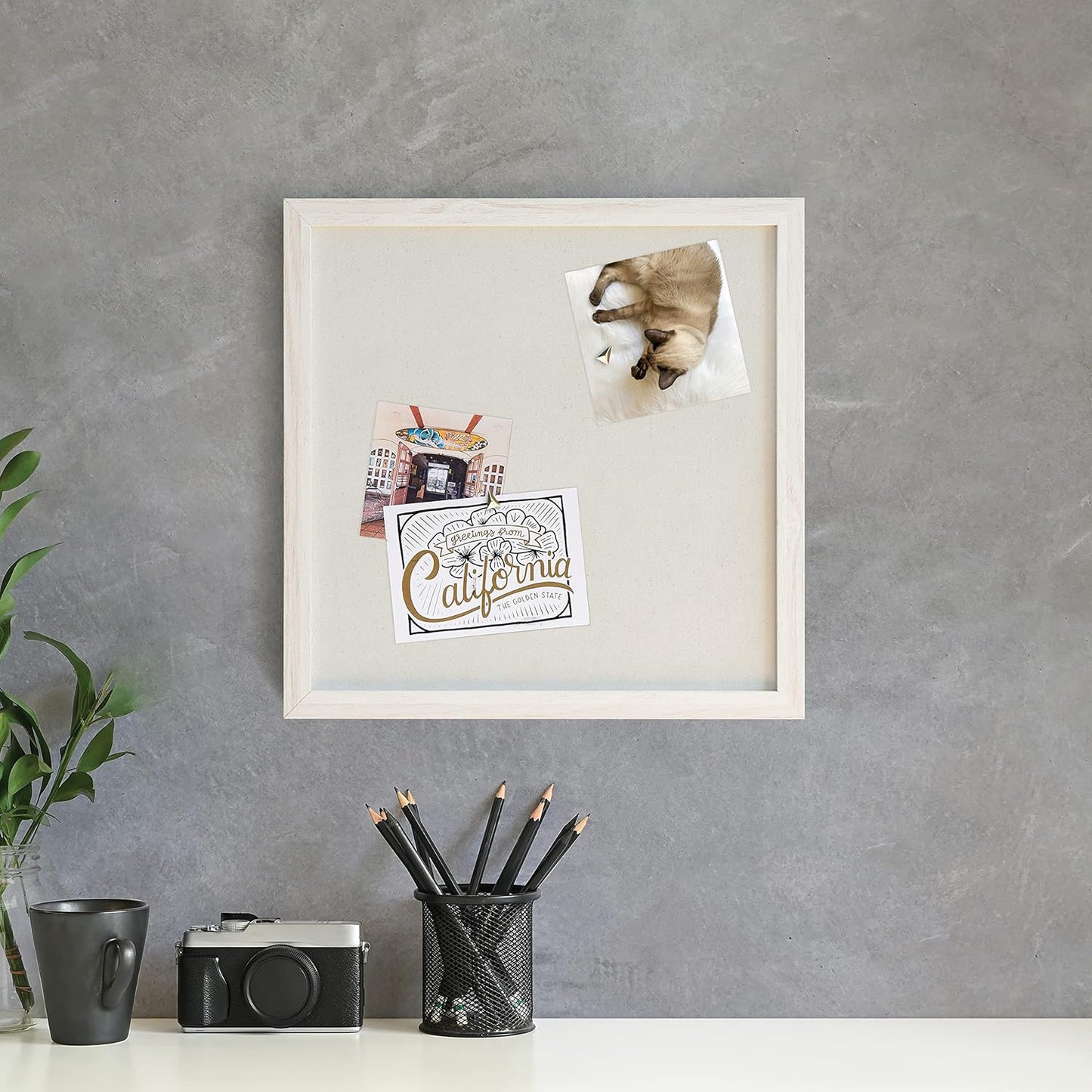 U Brands Rustic Weekly Dry Erase Board with White Wooden Frame, Office Supplies, 14” x 14”