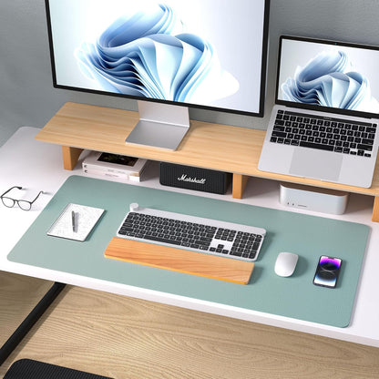 Aothia Non-Slip PU Leather Waterproof Laptop Desk Pad Protector, Blotter Mat, Writing and Mouse Pad for Office & Home, Beige, 23.6" x 13.7" - Colors A