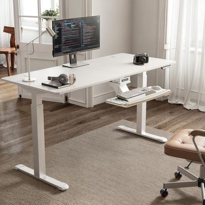 EUREKA ERGONOMIC Height Adjustable Mouse & Keyboard Tray Under Desk, 28x10'' Large Slide Out Swivel Tilt Computer Keyboard Drawer with Pad for Gaming Home Office, Dual Mount