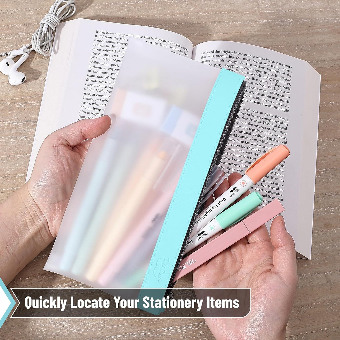 Mr. Pen- Clear Pencil Pouch, 8.50"x4.25", 3 Pack, Durable TPU Material, Medium Water-Resistant Pencil Bags with Smooth Zipper, Multipurpose Clear Pouch for Stationery, School, Office, Travel Supplies