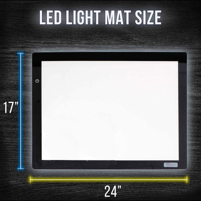 U.S. Art Supply Lightmaster USB Powered 18.75" Diagonal Pro Artist Size (A4) 9"x12" LED Lightbox Board - 5-Volt Light Bright Thin 3/8" Profile LED Light Box Pad with 110V AC Power Adapter, USB Adapter