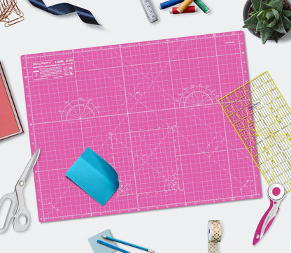 Self Healing Cutting Mat A3 12"x18" – Double Sided 5-Ply Craft Mat for Sewing, Quilting, Fabric, Scrapbooking – Pink/Purple