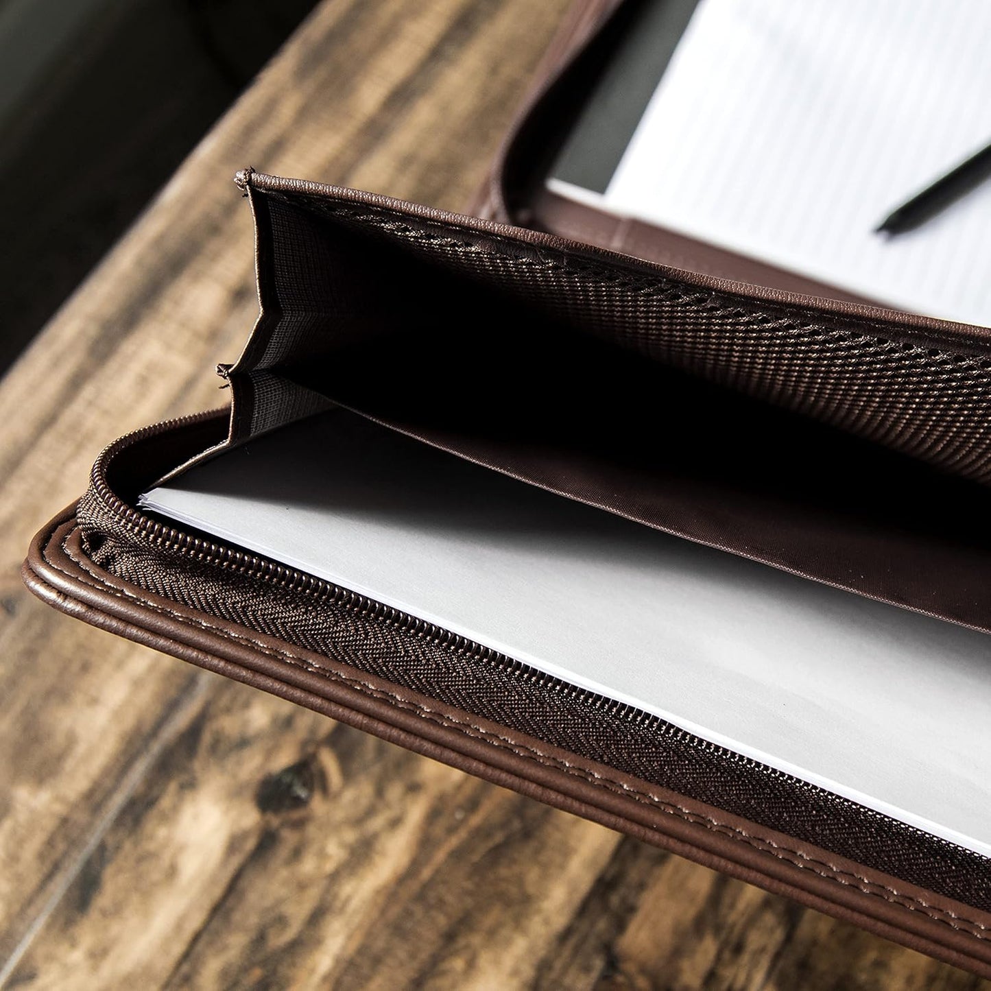 Cossini Black Superior Vegan Leather Business Portfolio with Zipper – Padfolio All-in-One. Smartest Protective 10.1 Inch Tablet Sleeve, Presentation Slot, Solar Calculator, Card Storage, Writing Pad