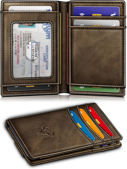 BULLIANT Men Airtag Wallet,Slim Wallet Money Clip Card Holder Magnetic Closure 12 Cards in Front Pocket RFID Blocking