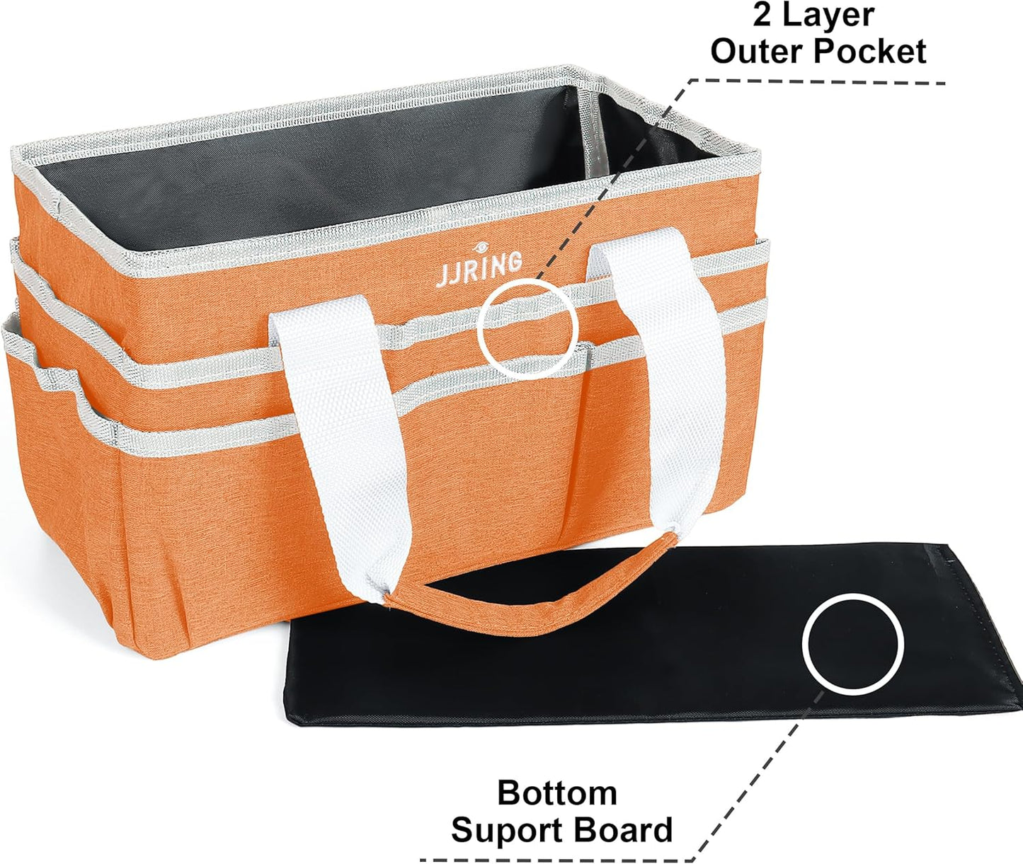 JJRING Craft Organizer Tote Bag for Art Storage, Caddy with Multiple Pockets, Bluish Green Sewing Bag for Scrapbooking, School, Medical, and Office Supplies