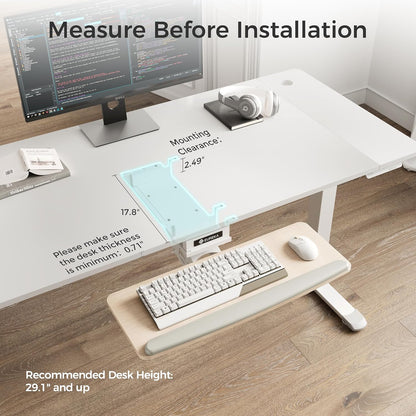 EUREKA ERGONOMIC Height Adjustable Mouse & Keyboard Tray Under Desk, 28x10'' Large Slide Out Swivel Tilt Computer Keyboard Drawer with Pad for Gaming Home Office, Dual Mount