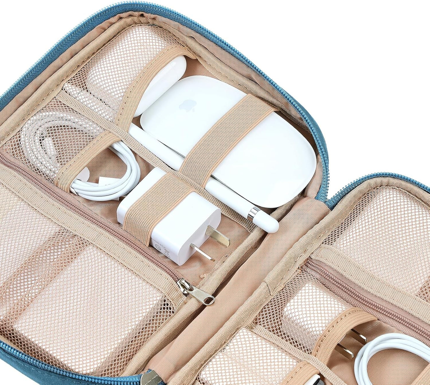 NISHEL Travel Cord Organizer Case, Tech Electronic Bag, Essentials for Charger, Cable, Phone, Hard Drive, USB, SD Card, Pink