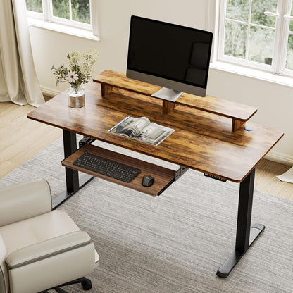 EUREKA ERGONOMIC Height Adjustable Mouse & Keyboard Tray Under Desk, 28x10'' Large Slide Out Swivel Tilt Computer Keyboard Drawer with Pad for Gaming Home Office, Dual Mount