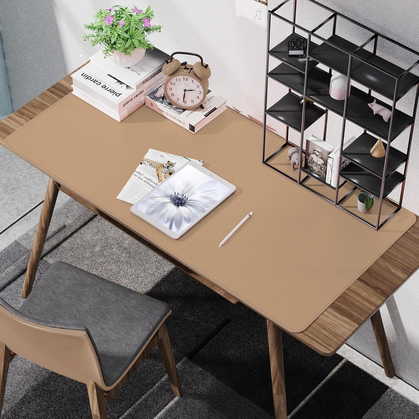 AFIING Large Desk Mat 47" x 17", Dual-Sided Natural Cork & PU Leather Desk Pad, Non-Slip Waterproof Mouse Pad for Office, Home & Gaming, Black