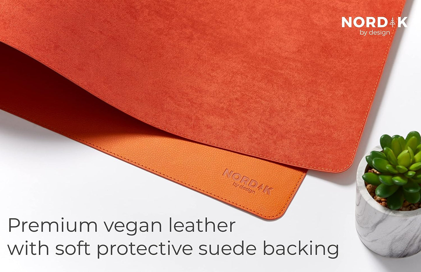 Nordik Leather Desk Mat Cable Organizer - Pebble Black 35 X 17 inch - Premium Mouse Mat - Felt Vegan Leather Desk Pad Protector - Desk Blotter Matt Keyboard - Large Desk Matt for Desktop Computer