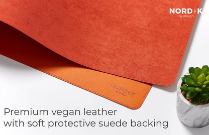 Nordik Leather Desk Mat Cable Organizer - Pebble Black 35 X 17 inch - Premium Mouse Mat - Felt Vegan Leather Desk Pad Protector - Desk Blotter Matt Keyboard - Large Desk Matt for Desktop Computer