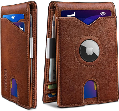 miyozi Airtag Wallet for Men,with Money Clip 11 Cards Slim Front Pocket Leather RFID Blocking Wallet with Gift Box