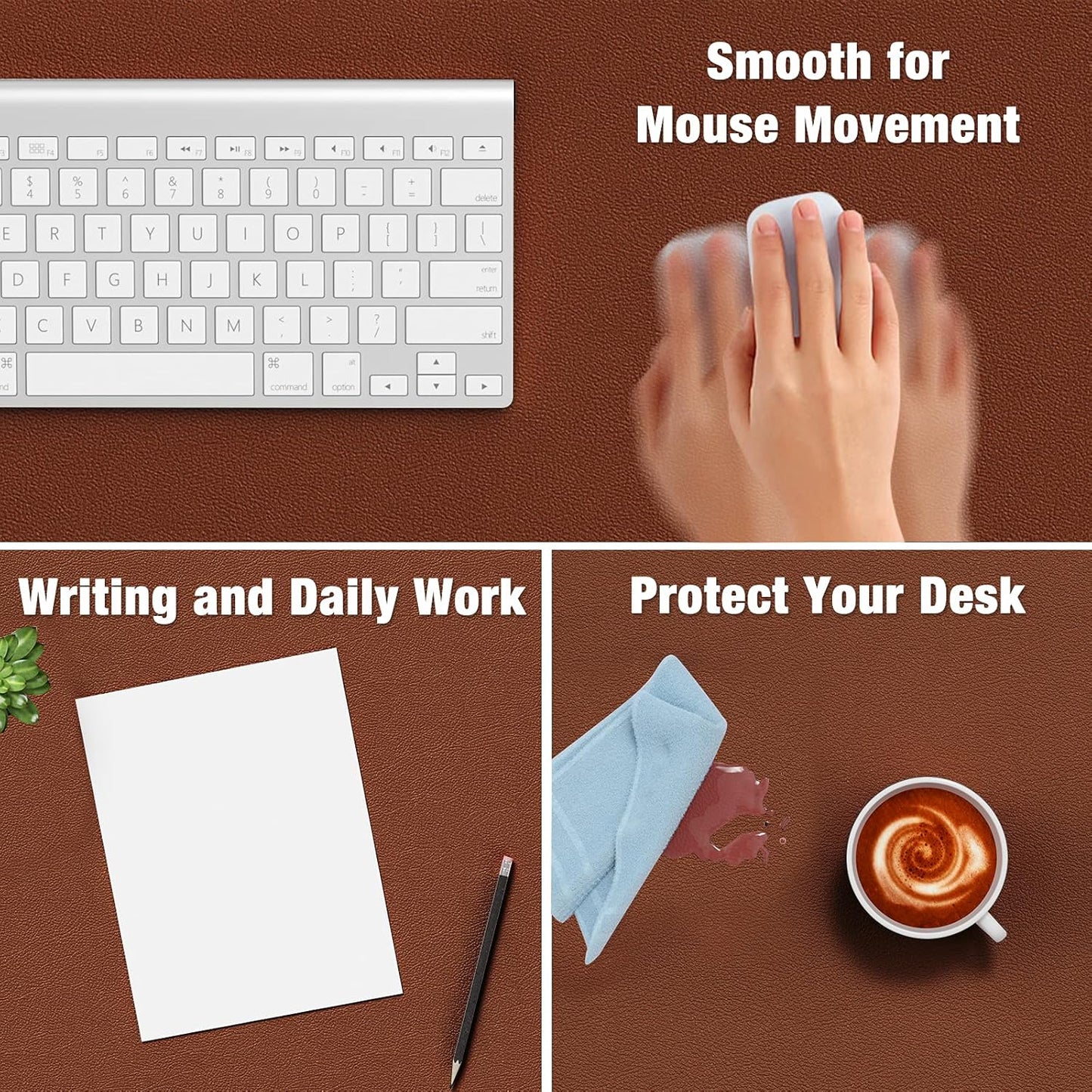 Hsurbtra Desk Pad, 23.6" x 13.8" PU Leather Desk Mat, M Extended Mouse Pad, Waterproof Desktop Blotter Protector, Non-Slip Ultra Thin Small Laptop Keyboard Writing Mat for Office Home, Pink