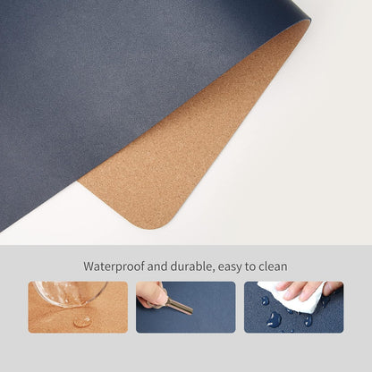 RENMTURE Dual-Sided Mouse Pad, Natural Cork & PU Leather Large Desk Pad for Office and Home Work, Desk Protector Non-Slip, Waterproof, Easy Clean (Olive Green, 32"x16")