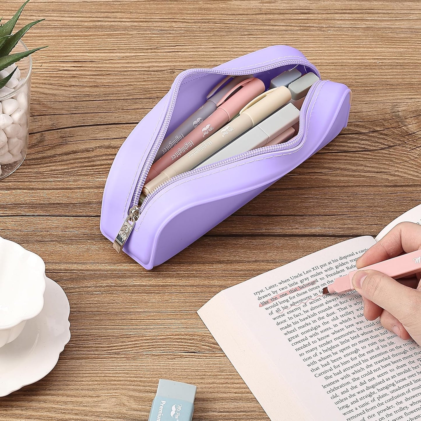 Mr. Pen- Silicone Pencil Case, Aesthetic Pencil Bag for Women, Makeup Pouch, Multifunctional Pouch for Stationery, Cosmetics and Electrical Goods Storage