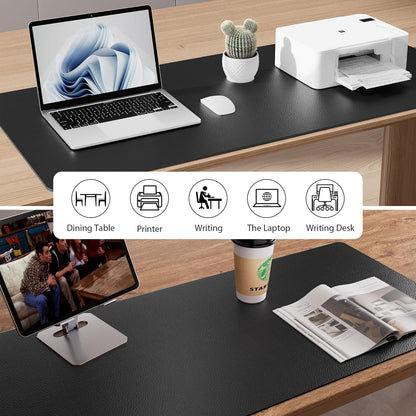 Aothia Leather Desk Pad Protector, Mouse Pad, Office Desk Mat, Non-Slip PU Leather Desk Blotter, Laptop Desk Pad, Waterproof Desk Writing Pad for Office and Home(Dark Blue,31.5" x 15.7") - Colors A