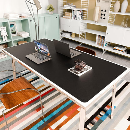 Chihein 2XL 35" x 16" Cork & PU Leather Desk Mat, Dual Sided Desk Pad Protector, Waterproof Writing Blotter for Gaming, Office, Home (Black)
