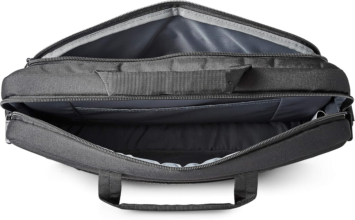 Amazon Basics Laptop Tablet Carrying Case with Shoulder Strap and Grab Handles, 14-inch, Black, Compartments for Storage