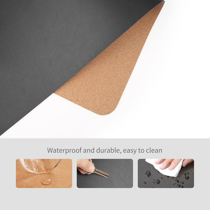RENMTURE Dual-Sided Mouse Pad, Natural Cork & PU Leather Large Desk Pad for Office and Home Work, Desk Protector Non-Slip, Waterproof, Easy Clean (Olive Green, 32"x16")