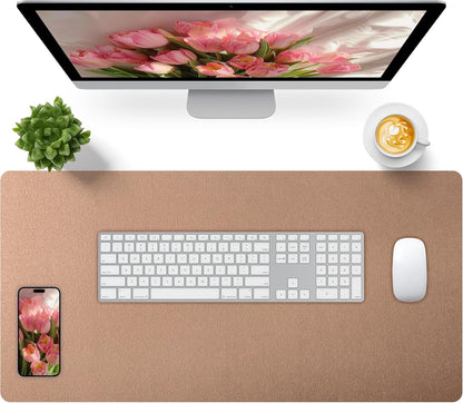 Bloss Leather Desk Pad and Keyboard Wrist Rest, Large Mouse Pad + Keyboard Pad+Mouse Wrist Support, Non-Slip Desk Mat Protector for Office, Home(31.5×15.7 Inches,Beige) - Colors A