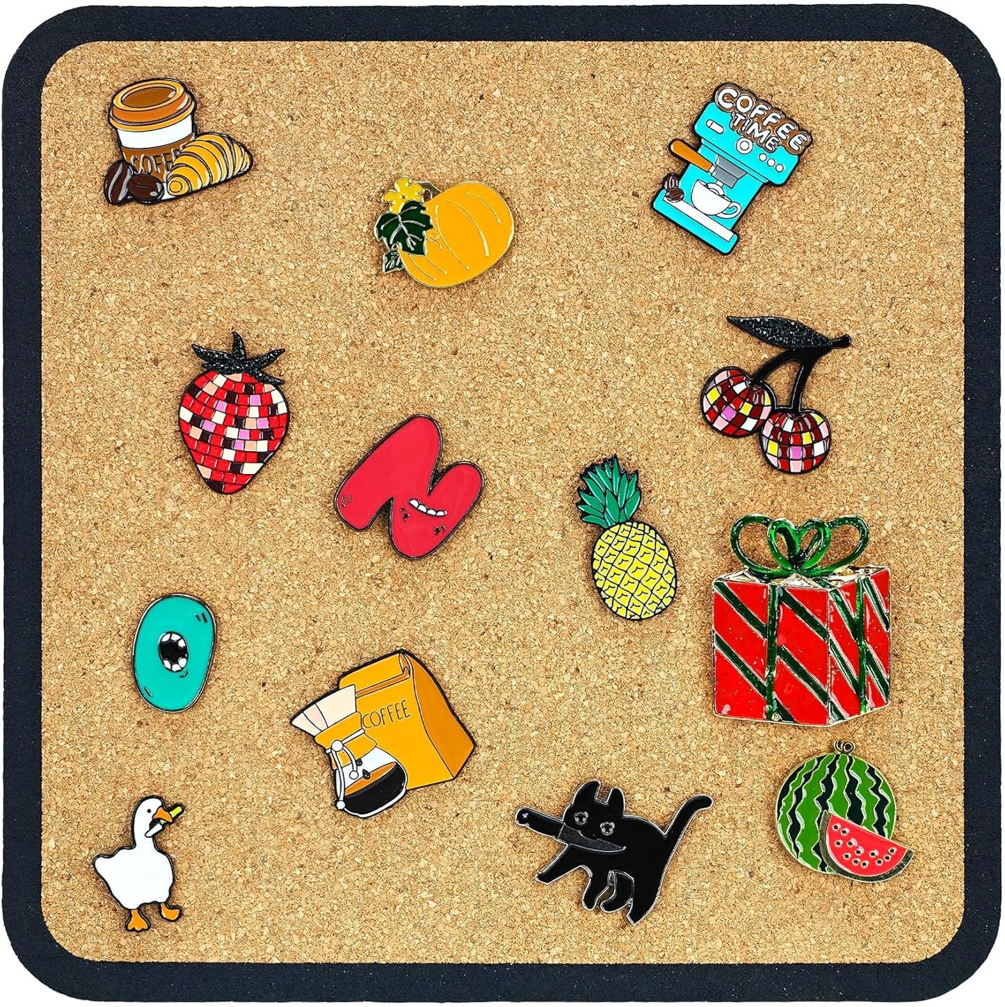 1pcs Rounded Square Pin Display Cork Board - 7.9x7.9 inch Enamel Pin Board for Brooch and Pin Collection Display, Ideal for Home, Office and School Decor