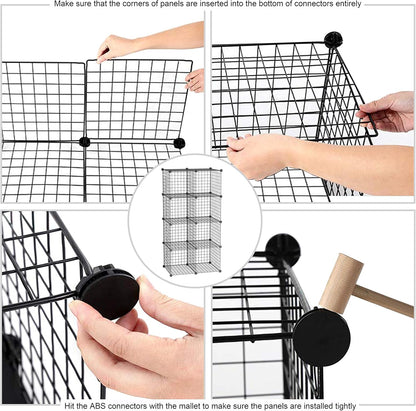 C&AHOME Wire Cube Storage, 6 - Cube Organizer Metal C Grids, Modular Shelves Units, Storage Bins Shelving, Closet Organizer, Ideal for Home, Office, Living Room, 36.6”L x 12.4”W x 36.6”H Black