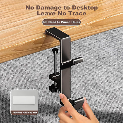 Headphone Stand - Aluminum Alloy Headphone Holder, Under Headset Stand for Desk Fit for PC Gaming Headset Hanger Hook Suitable for Office, Computer, Student Class Desk, Handmade Creator Table (Black2)
