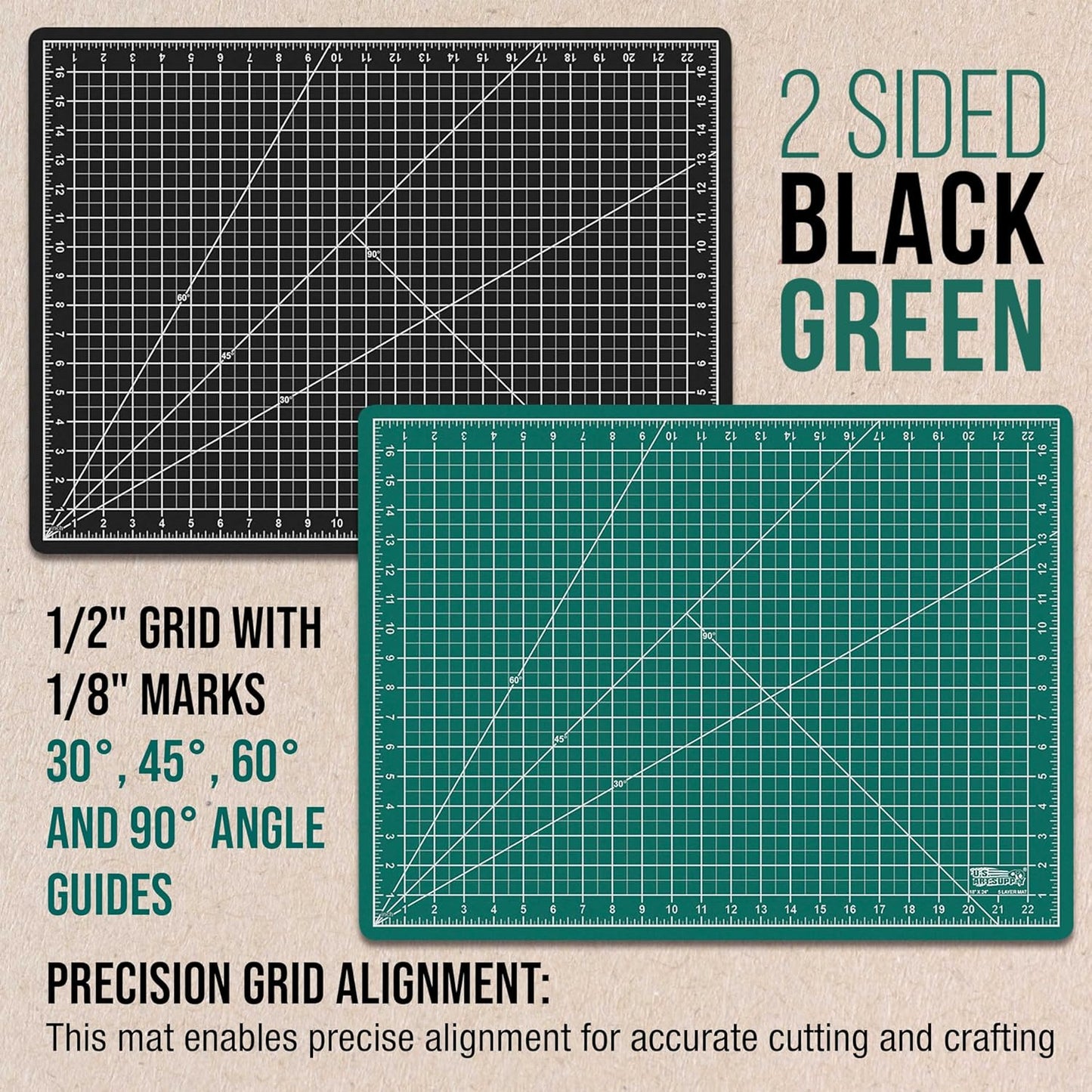 U.S. Art Supply 18" x 24" Self-Healing Cutting Mat 5-Ply - Double-Sided Pink/Blue Craft Mat, Non-Slip Cutting Mats for Crafts, Sewing, Quilting, Scrapbooking