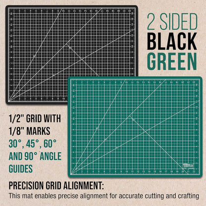 U.S. Art Supply 18" x 24" Self-Healing Cutting Mat 5-Ply - Double-Sided Pink/Blue Craft Mat, Non-Slip Cutting Mats for Crafts, Sewing, Quilting, Scrapbooking
