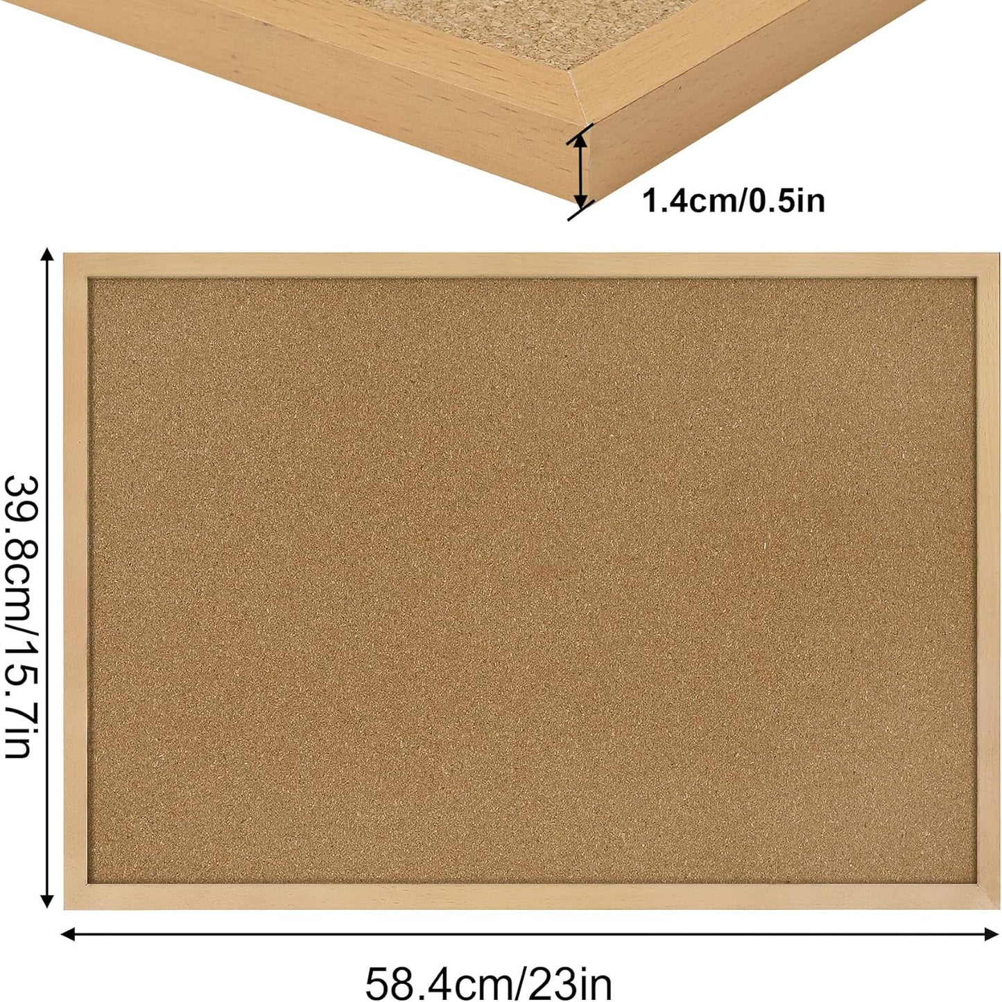 FEBSNOW Cork Board Bulletin Board 15.7 x 12 Inches with Rectangle White Frame Hanging Pin for Office Home Message Board or Vision Board Decoration