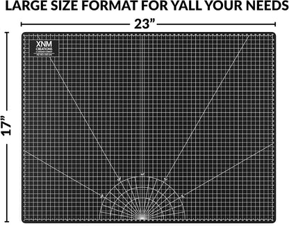 XNM Premium Self Healing Cutting Mat - 18 Inches by 24 inches - A2, 3 Layer Quality PVC Construction - Dual Sided, Imperial and Metric Grid Lines - Perfect for Cutting, Sewing, and Crafts