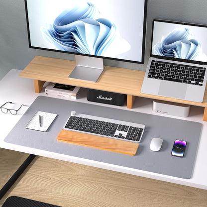 Aothia Non-Slip Waterproof PU Leather Desk Pad Protector for Mouse, Writing Desk, Office, Home, Laptop Blotter, 23.6" x 13.7", Black - Colors B