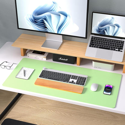 Aothia Leather Office Desk Pad Protector, Non-Slip PU Leather Desk Blotter, Waterproof Laptop Writing Mouse Pad for Office and Home, Black, 31.5" x 15.7" - Colors B