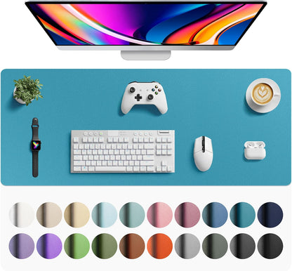 Aothia Leather Office Desk Pad Protector, Non-Slip PU Leather Desk Blotter, Waterproof Laptop Writing Mouse Pad for Office and Home, Black, 31.5" x 15.7" - Colors B