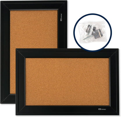 Quartet Cork Bulletin Board, Framed Corkboard, 11” x 17”, Black Frame, Message Board (79279)