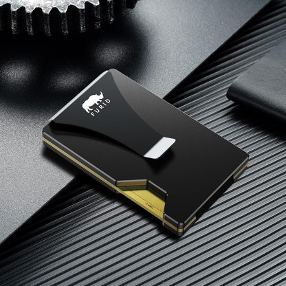 furid Airtag Wallet Men Slim: Metal Wallets with Airtag Holder, Air Tag Wallet for Men with 2 Money Clip Replaceable Gift Boxed