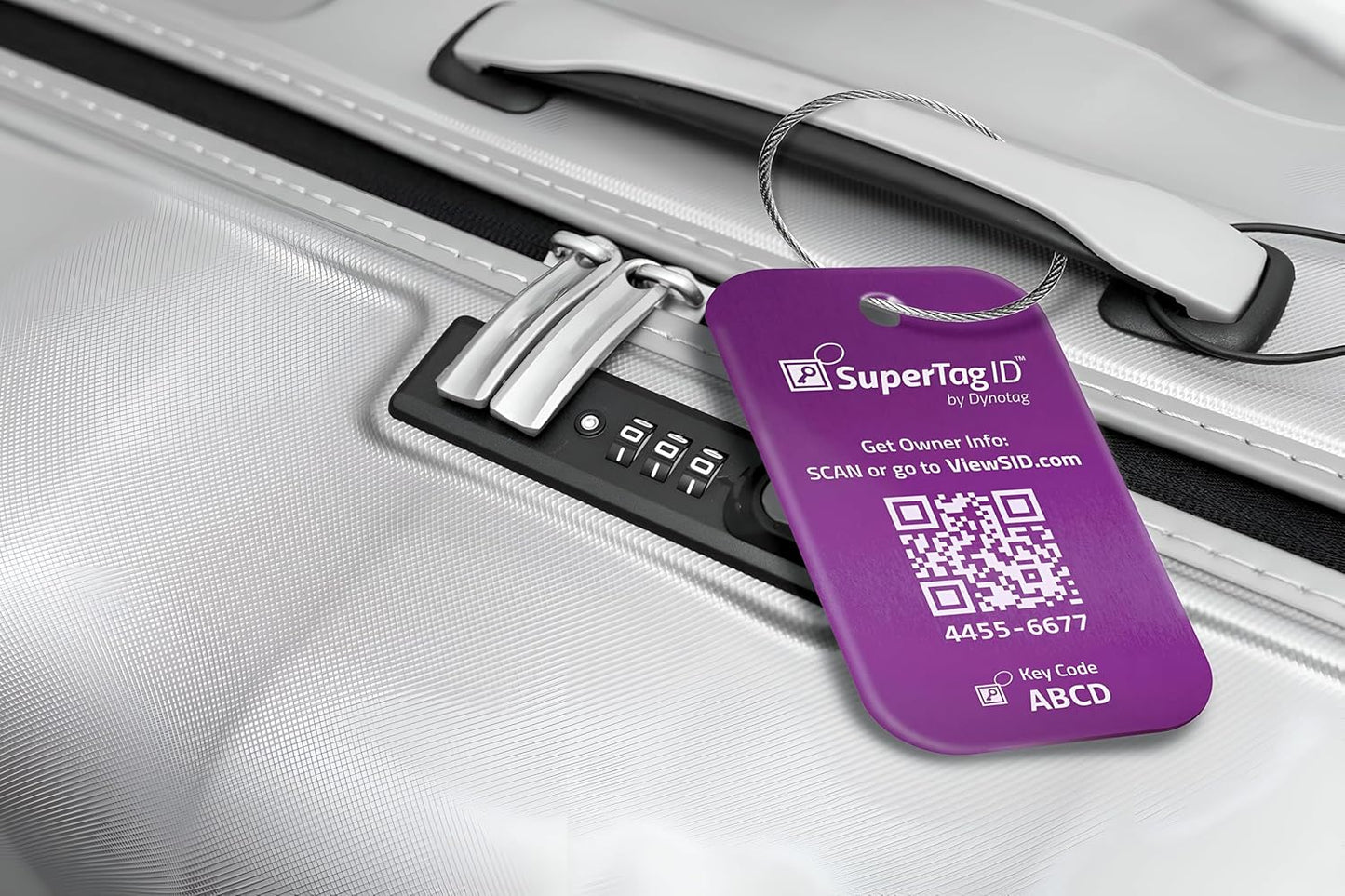 Dynotag® Sentry Series Solid Metal Web Enabled Smart Luggage Tag ID + Steel Loop, Anodized Aluminum with DynoIQ™ & Lifetime Recovery Service (Sapphire Blue)